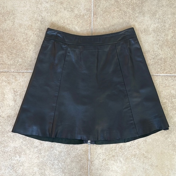 AllSaints Leather Skater Skirt - Picture 1 of 4